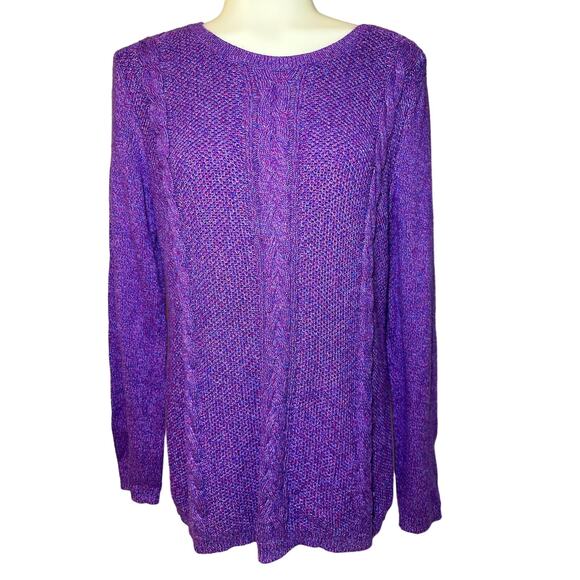 Talbot's Purple Heather Cable Knit Sweater Pullover Women's Medium Long Sleeve - Picture 1 of 6